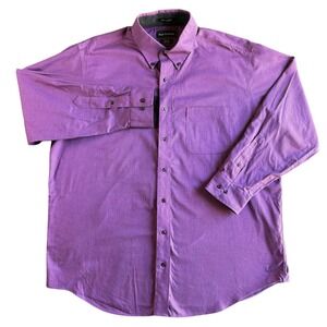 Paul Fredrick Men's Purple Check Non Iron Cotton Classic Fit Dress Shirt 17.5x34